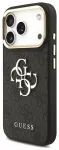 Guess PU Leather 4G Metal Logo Gold Frame Dėklas skirtas iPhone 18 Pro, Juodas