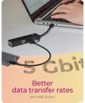 Adapteris IcyBox USB3.2 Gen1 hubas ir Gigabit LAN 4-in-1 mažmeninei prekybai