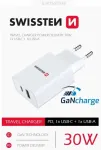 Swissten GaN Tīkla Lādētājs PD 30W USB-C / USB
