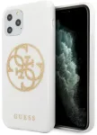 Guess GUHCN65TPUWHGLG Glitter 4G Circle Logo Aizsargapvalks priek&scaron; iPhone 11 Pro Max / balts