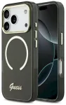 Case Guess IML Script Metal MagSafe Aizsargapvalks priek&scaron; iPhone 17 Pro Max / melns