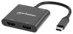 MANHATTAN USB-C PD uz Dual-HDMI monitoru adapteris 4K 60Hz