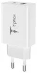 T-Phox Speedy kelioninis įkroviklis | 20W | PD, QC | USB-C, USB-A | baltas