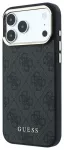 Guess PU Leather 4G Gold Frame MagSafe Dėklas skirtas iPhone 18 Pro, Juodas
