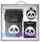 Nimmy Zestaw 3w1 torebka na telefon + portfel + etui na lokalizator czarny|black Big Eyed Pet 2.0 Panda