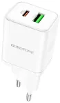 Borofone BN7 kelioninis įkroviklis | 20W | QC3.0, PD | USB-A, USB-C | baltas