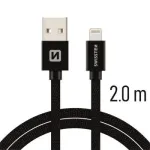 Swissten Textile Fast Charge 3A Lightning Datu un Uzlādes Kabelis 2m