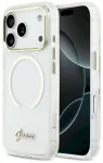 Case Guess IML Script Metal MagSafe Aizsargapvalks priek&scaron; iPhone 17 Pro / caurspīdīgs