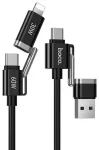 Cable 4w1 USB A/USB C do USB C/Lightning Hoco 3A 60W 1,2 m U155 black