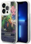 Guess GUHCP14XLFLSB iPhone 14 Pro Max 6,7" mėlynas standus dėklas Flower Liquid Glitter