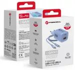 Forcell F-Energy GaN III Crystal Color kelioninis įkroviklis | 33W | PD, QC, GaN | USB-C, USB-A | su USB-C į USB-C laidu komplekte | mėlynas