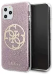 Guess GUHCN58PCUGLPI 4G Circle Glitter Aizsargapvalks priek&scaron; iPhone 11 Pro / rozā