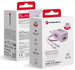 Forcell F-Energy GaN III Crystal Color kelioninis įkroviklis | 33W | PD, QC, GaN | USB-C, USB-A | su USB-C į USB-C laidu komplekte | violetinis