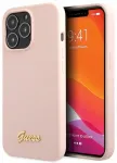 Guess GUHCP13XLSLMGLP Silicone Script Gold Log Aizsargapvalks priek&scaron; iPhone 13 Pro Max 6.7" / gai&scaron;i rozā