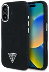 Case Guess Denim Triangle Logo MagSafe Aizsargapvalks priek&scaron; iPhone 16 / melns