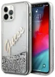 Guess GUHCP12LGLVSSI Glitter Vintage Script Hardcase Aizsargapvalks priek&scaron; iPhone 12 Pro Max 6,7" / sudraba