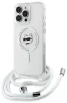 Karl Lagerfeld KLHMP16LHCCHNT Aizsargapvalks priek&scaron; iPhone 16 Pro 6.3" transparent IML Choupette Head & Cord Mag