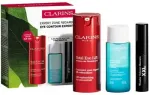 Rinkinys Clarins: paakių serumas Total Eye Lift, 15 ml + akių makiažo valiklis Instant Eye Make-up Remover, 30 ml + apimties suteikiantis blakstienų tu&scaron;as Wonder Volume Mascara, juodas, 3 ml, miniatiū