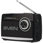 Garsiakalbis SVEN SRP-155, juodas (3W, &bdquo;Bluetooth&ldquo;, FM/AM/SW, USB, &bdquo;microSD&ldquo;, žibintuvėlis, baterija)