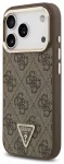 Guess 4G Strass Triangle Logo Gold Frame telefono dėklas su MagSafe palaikymu iPhone 18 Pro rudas