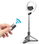 Mocco 4in1 Universāls Selfie Stick ar 3 toņu LED lampu / Tripod Statnis / Bluetooth Tālvadības pults