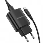 Borofone BN1 Innovative kelioninis įkroviklis | 10.5W | USB-A, USB-C | su USB-A į USB-C laidu komplekte | juodas