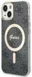Guess GUHMP15SH4STK Hardcase IML 4G MagSafe Aizsargapvalks priek&scaron; iPhone 15 / 14 / 13 6.1" / melns