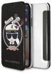 Karl Lagerfeld KLFLBKPXKSB Book Case Signature Glitter Aizsargapvalks priek&scaron; iPhone X/Xs / melns