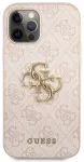 Guess PU 4G Metal Logo Case Aizsargapvalks priek&scaron; iPhone 12/12 Pro / rozā