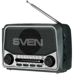 Garsiakalbis SVEN SRP-150, pilkas (3W, &bdquo;Bluetooth&ldquo;, FM/AM/SW, USB, &bdquo;microSD&ldquo;, žibintuvėlis, baterija)
