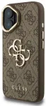 Guess PU 4G Metal Logo Stand Camera Frame Case Aizsargapvalks priek&scaron; iPhone 16 / brūns