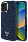 Case Guess Denim Triangle Logo MagSafe Aizsargapvalks priek&scaron; iPhone 16 Pro Max / zils