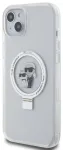 Karl Lagerfeld žiedinis stovas Karl ir Choupette MagSafe dėklas, skirtas iPhone 15 Plus baltas