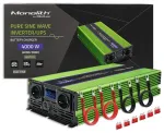 Qoltec Pure Sine Wave Inverter Monolith | battery charger | UPS | 2000W | 4000W | 12V to 230V | LCD