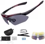 Rockbros 10001 Polarized Cycling Glasses - Black and Red