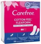 Carefree Cotton Feel Flexiform Fresh Scent - Įklotai su gaiviu kvapu, tinkami įprastiems apatiniams ir tanga kelnaitėms 56 vnt