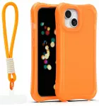 Safepop telefono dėklas su dirželiu iPhone 15 oranžinis
