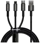 Baseus 3in1 Tungsten Gold USB uz Micro USB / USB-C / Lightning Vads 1.5m