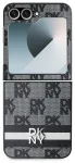 DKNY PU Leather Checkered Pattern and Stripe Case Aizsargapvalks priek&scaron; Samsung Galaxy Z Flip 6/7 FE / melns