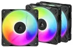 ARCTIC P12 PRO Reverse PWM PST A-RGB Augstas veiktspējas ventilatori 120mm 4-pin 3 gab. &mdash; melns
