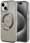 Guess GUHMP15SHFWFCK Hardcase IML Flowers Wreatch MagSafe Aizsargapvalks priek&scaron; iPhone 15 / 14 / 13 6.1" / melns