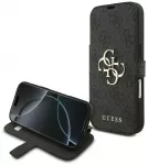Guess 4G Metal Logo knyginio tipo telefono dėklas iPhone 18 Pro | iPhone 17 Pro juodas
