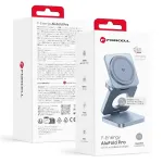 FORCELL AluFold Pro 3in1 Qi 2.2 25W Ultra-Fast Wireless Desk Charger for iPhone and Samsung compatible with MagSafe, Apple Watch, Samsung Watch light blue