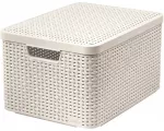 Dėžutė su dangteliu Style L 43,6x32,6x23cm kreminės spalvos