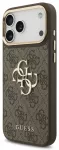 Guess 4G Metal Logo Gold Frame telefono dėklas iPhone 18 Pro Max rudas