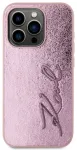 Karl Lagerfeld Wrinkled PU Signature Logo Case Aizsargapvalks priek&scaron; iPhone 15 Pro / rozā