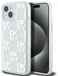 DKNY DKHCP15SLCPEPT iPhone 15 | 14 | 13 6.1" baltas|white kietas dėklas Liquid Glitter Multilogo