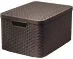 Dėžutė su dangteliu Style L 43,6x32,6x23cm tamsiai rudas