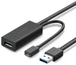UGREEN US175 USB3.0 kabeļa pagarinātājs 10m ar microUSB ligzdu ārējai baro&scaron;anai