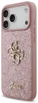 Guess PU Fixed Glitter 4G Metal Logo Case Aizsargapvalks priek&scaron; iPhone 18 Pro Max / rozā